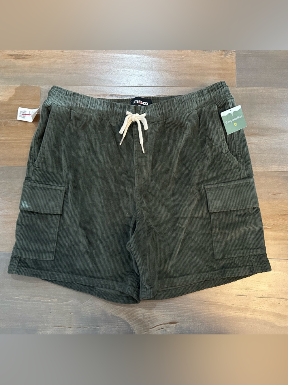 RSQ Olive Green Corduroy Cargo Shorts